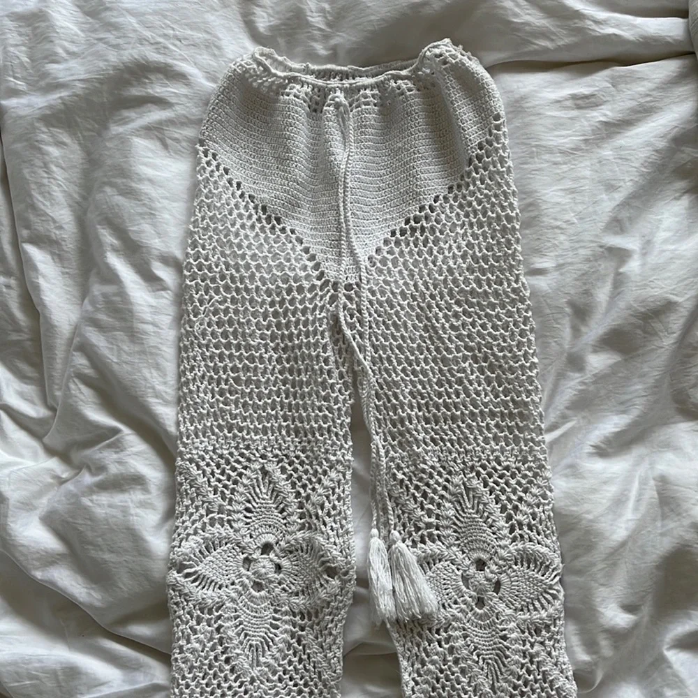 Andi Bagus - Crochet White Pants - Wide Leg - Picture 2 of 8